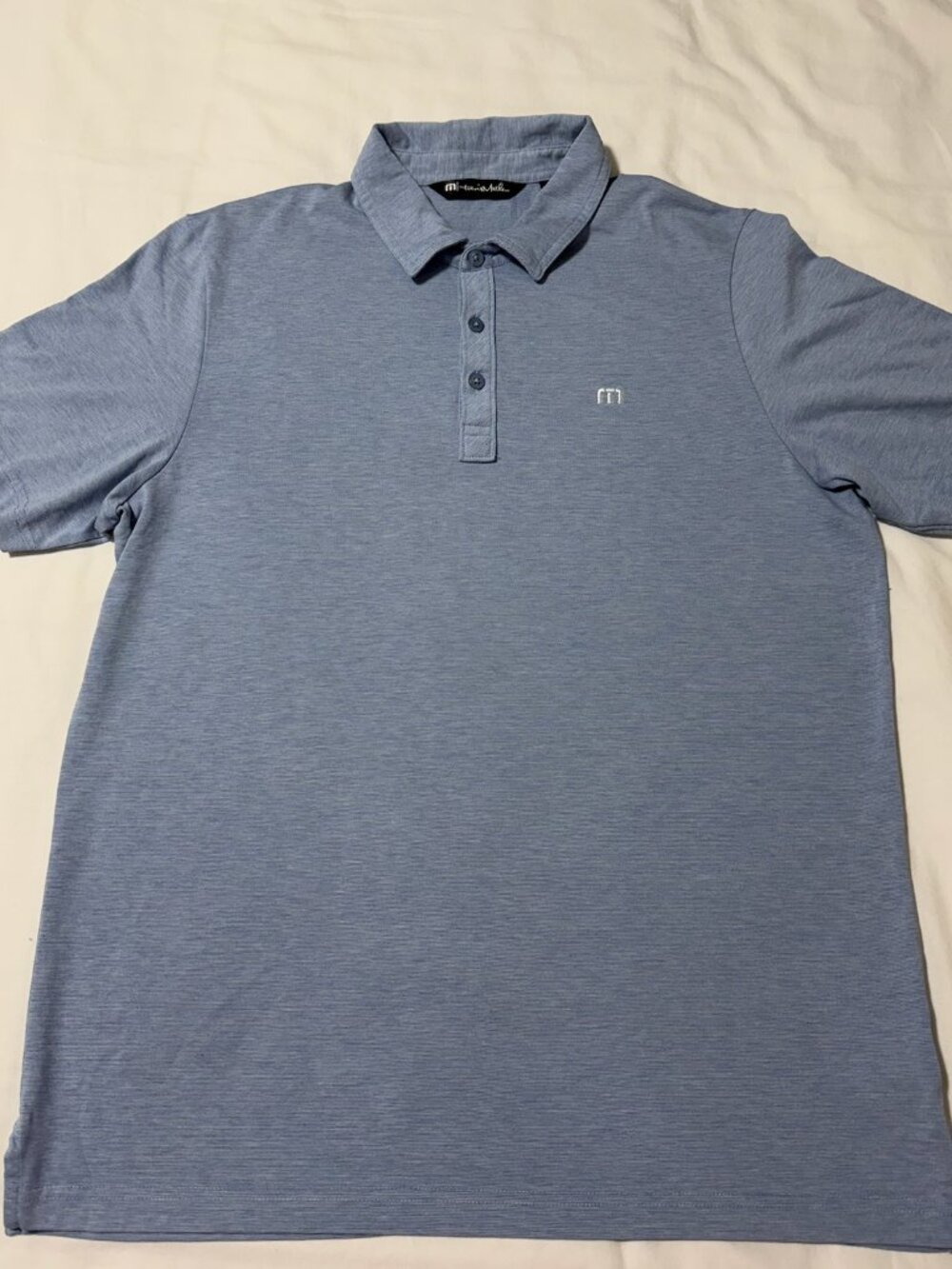 TravisMathew The Heater Polo Men’s Large Blue Performance Golf Shirt